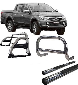 Kit Quebra Mato Estribo Oval Santo Antônio Nova L200 Cromado