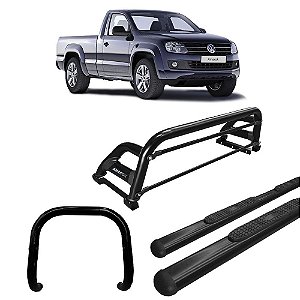 Kit Quebra Mato Estribo Oval Santo Antônio H2/Amarok CS Preto