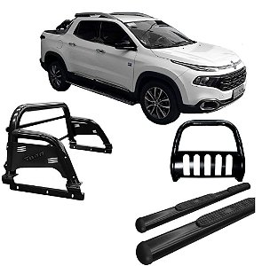 Kit Quebra Mato Estribo Oval Santo Antônio Fiat Toro Preto