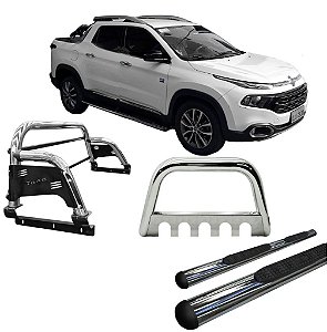 Kit Quebra Mato Estribo Oval Santo Antônio Fiat Toro Cromado