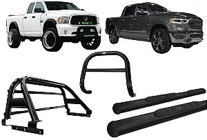 Kit Quebra Mato Estribo Oval Santo Antônio Dodge Ram Preto