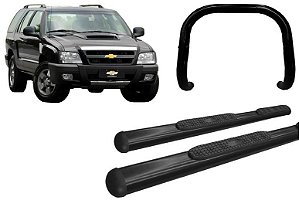 Kit Quebra Mato Estribo Oval Oblongo Preto Para Blazer