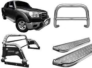 Kit Quebra Mato Estribo CH Santo Antônio H3 Ranger 97/12 Cromado