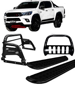 Kit Quebra Mato Estribo CH Santo Antônio H3 Hilux 16/20 Preto