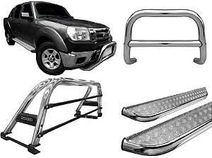 Kit Quebra Mato Estribo CH Santo Antônio Ranger 97 a 12 Cromado