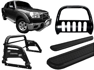 Kit Quebra Mato Estribo CH Santo Antônio H3 Ranger 97/12 Preto