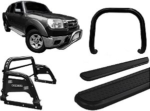Kit Quebra Mato Estribo CH Santo Antônio H3 Ranger 97/12 Preto
