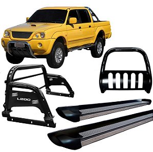 Kit Quebra Mato +Estribo Pers +Santo Anto H3 L200 2004 Preto