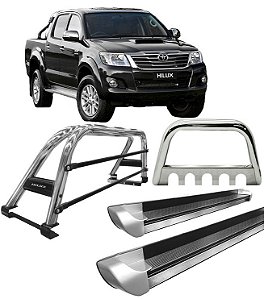Kit quebra mato+Estribo Perso+Sant Antonio DUPLO Hilux CROMO