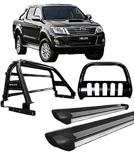 Kit quebra mato +Estribo Perso +Santo Ant DUPLO Hilux Preto