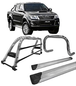 Kit quebra mato +Estribo Plataf +Santo Ant DUPLO Hilux CROMO