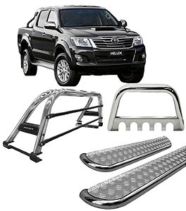 Kit quebra mato+Estr Chapa+Santo Ant DUPLO Hilux CROMO 05/15