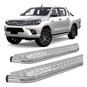 Estribo Cromado De Chapa Hilux 2016 Ate 2020 Cabine Dupla