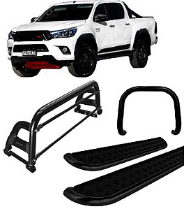 Kit Quebra Mato Estribo CH Santo Antônio H2 Hilux 16/20 Preto