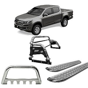 Kit Quebra Mato Estribo Chapa Santo Antônio S10 12/20 Cromado