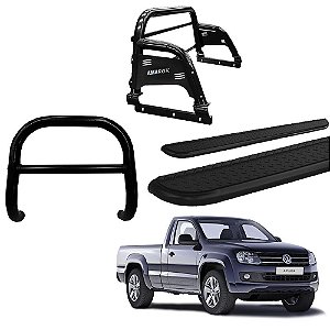 Kit Quebra Mato Estribo Chapa Santo Antônio H3/Amarok CS Preto
