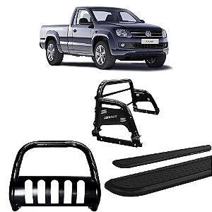 Kit Quebra Mato Estribo Chapa Santo Antônio H3/Amarok CS Preto