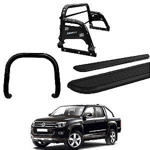 Kit Quebra Mato Estribo Chapa Santo Antônio H3/Amarok CD Preto