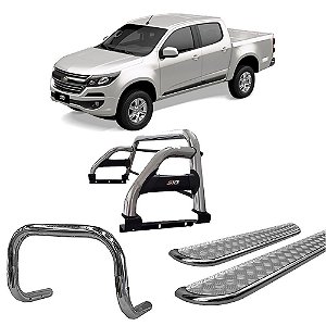 Kit Quebra Mato Estribo Chapa Santo Antônio H2 S10 12/20 Cromado