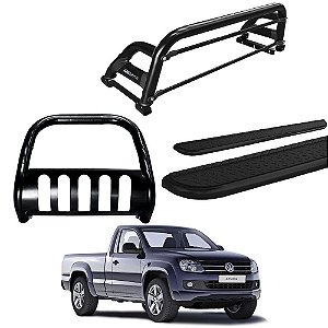 Kit Quebra Mato Estribo Chapa Santo Antônio H2/Amarok CS Preto