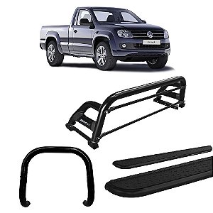 Kit Quebra Mato Estribo Chapa Santo Antônio H2/Amarok CS Preto