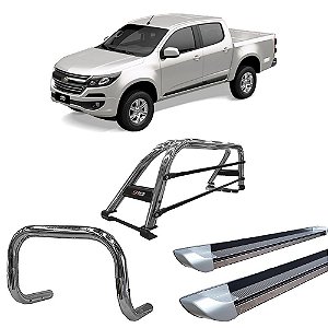 Kit Quebra Mato Estribo Chapa Santo Antônio d S10 12/20 Cromado