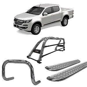 Kit Quebra Mato Estribo Chapa Santo Antônio d S10 12/20 Cromado