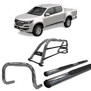 Kit Quebra Mato Estribo Chapa Santo Antônio d S10 12/20 Cromado