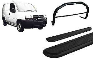 Kit Quebra Mato Estribo Chapa Fiat Doblo Cor Preto