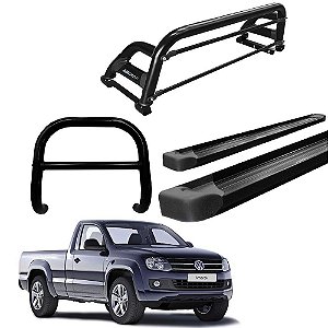 Kit Quebra Mato Estribo Alumínio Santo Antônio H2/Amarok CS Preto