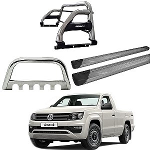 Kit Quebra Mato Estribo Alumínio Santo Antônio H2/Amarok CS Cromado
