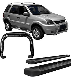 Kit Quebra Mato Estribo Alumínio EcoSport 004 a 2007 Preto