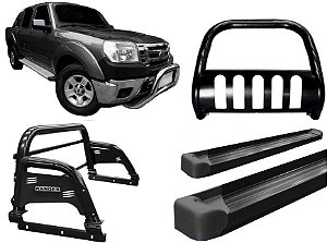 Kit Quebra Mato Estribo AL Santo Antônio H3 Ranger 97/12 Preto