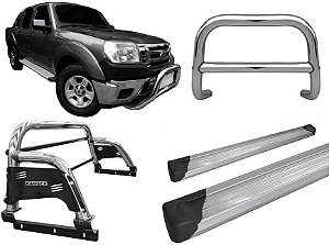 Kit Quebra Mato Estribo ALSanto Antônio H3 Ranger 97/12 Cromado