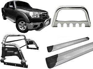 Kit Quebra Mato Estribo AL Santo Antônio H3 Ranger 97/12 Cromado