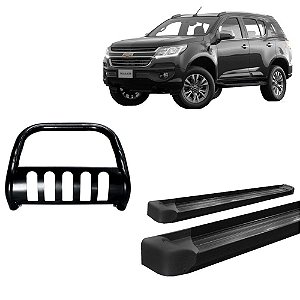 Kit Quebra Mato C/Proteção Estribo Plataforma TrailBlazer Preto