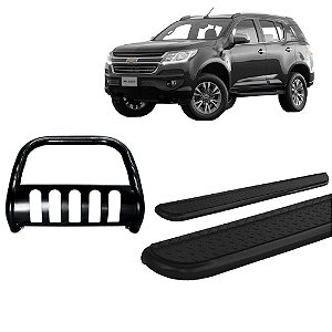 Kit Quebra Mato C/Proteção Estribo Chapa/ TrailBlazer Preto
