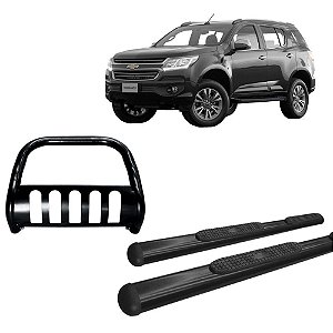 Kit Quebra Mato C/Proteção Estribo Chapa/ TrailBlazer Preto