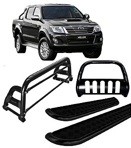 Kit Quebra Mato CH Estribo Santo Antônio H2 Hilux 05/15 Preto