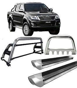 Kit Quebra Mato CH Estribo Santo Antônio H2 Hilux 05-15 Cromado