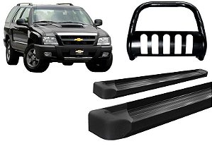 Kit Quebra Mato C/Chapa Estribo Plataforma Preto Para Blazer