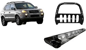 Kit Quebra Mato C/Chapa Estribo Personalizado Preto Tucson até 2016