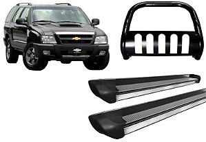 Kit Quebra Mato C/Chapa Estribo Personalizado Preto Para Blazer