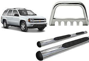 Kit Quebra Mato C/Chapa Estribo Oval TrailBlazer Cromado