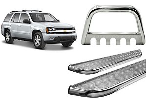 Kit Quebra Mato C/Chapa Estribo Chapa TrailBlazer Cromado