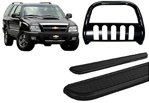 Kit Quebra Mato C/Chapa Estribo Chapa Preto Para Blazer