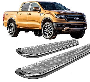 Estribo Ranger 2013 a 2020 Chapa Aço Cromado C D