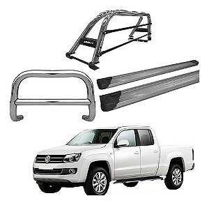 Kit Quebra Mato/estribo Plat/santo Antônio Amarok Cd Cromado