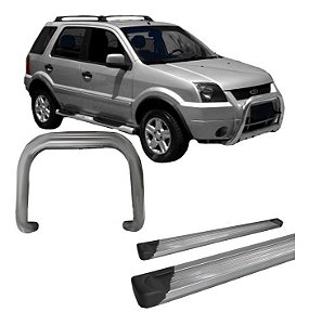 Kit Quebra Mato E Estribo Aluminio Ecosport Ate 2007 Grafite