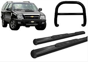 Quebra Mato Barra E Estribo Oval Oblongo Preto Blazer Kit